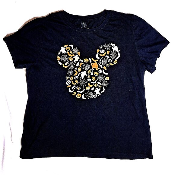 Disney Mickey Mouse Halloween Ghosts Pumpkins Spiders T-Shirt - Size XL Women - Picture 1 of 4